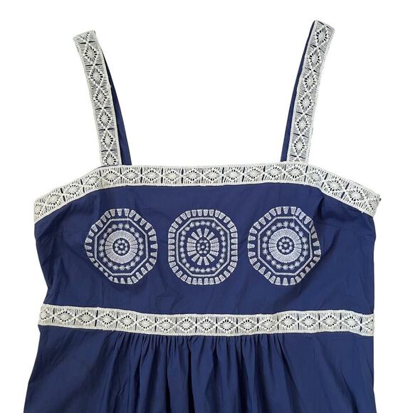 Tyler Boe Candie Midi Dress - Blue with White Embroidery - Size 6 - Picture 6 of 9
